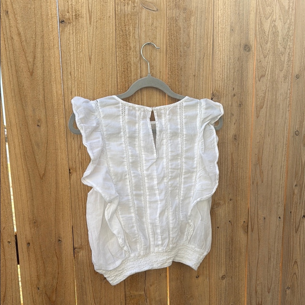 Elan White Sleeveless Ruffled Smocked Blouse - Picture 8 of 14